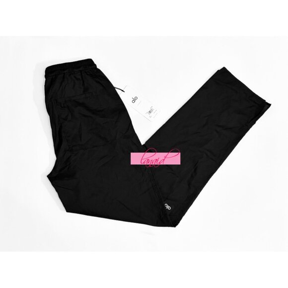 Alo Cloud Nine Pants Black High-Rise Waist Lightweight Windbreaker Track Joggers - Picture 7 of 12